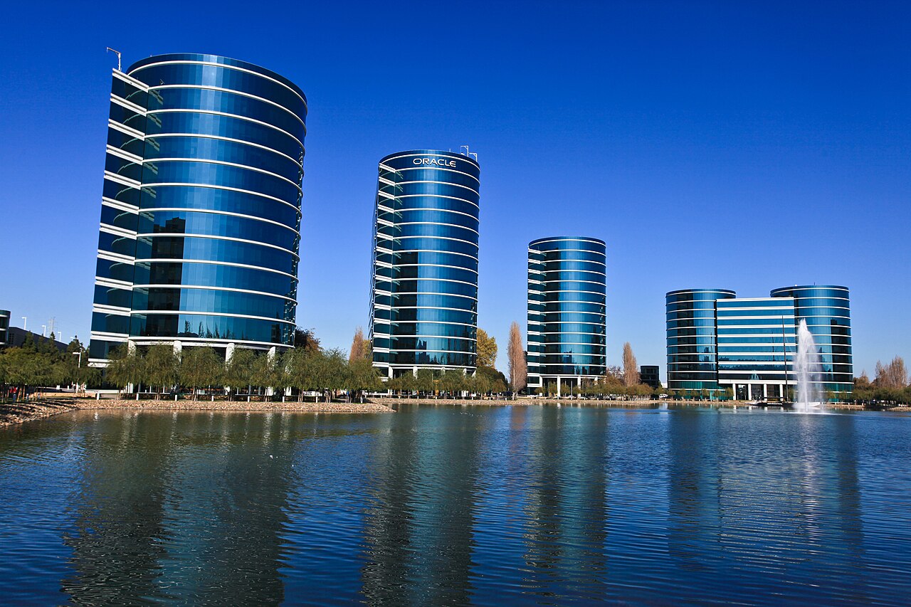 Oracle Corporation headquarters towers at Redwood Shores, California, vendor of the PeopleSoft enterprise software affected by the CVE-2026-35273 zero-day vulnerability covered in this enterprise IT news analysis