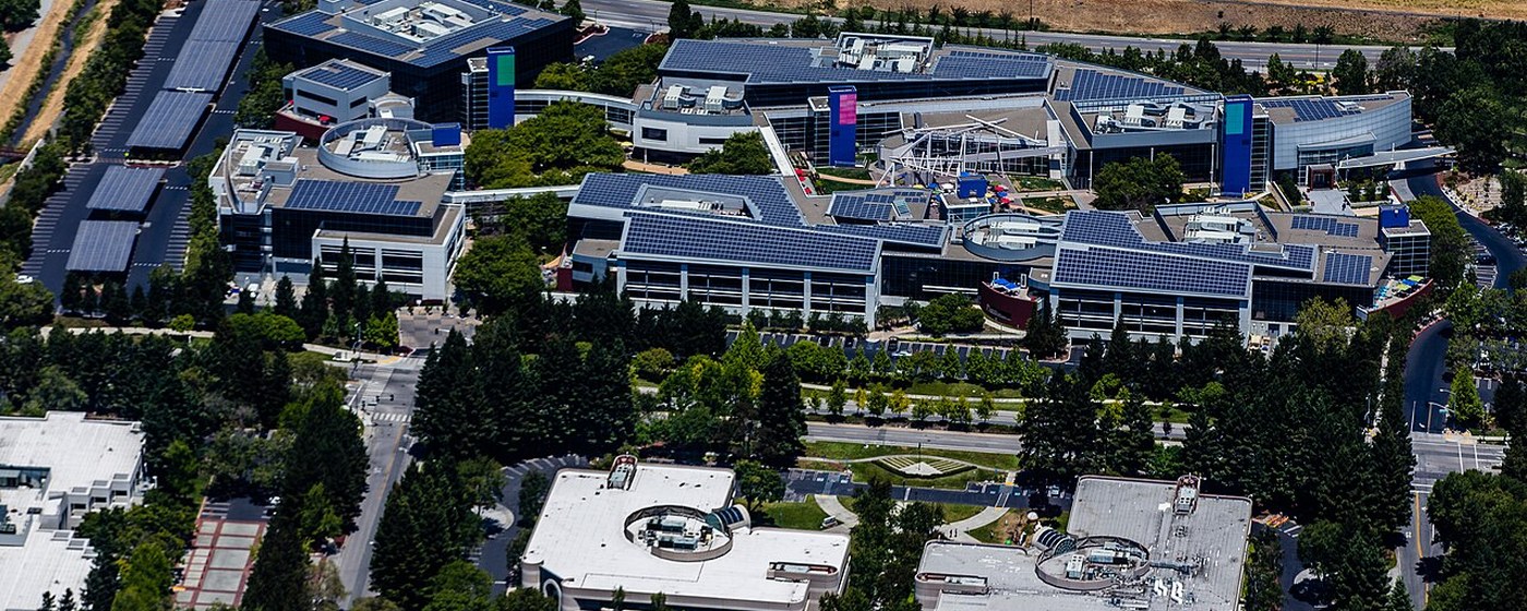 Aerial view of the Google campus in Mountain View, California, the company whose regional domains were targeted in the ccTLD registry hijack behind this DNS security incident